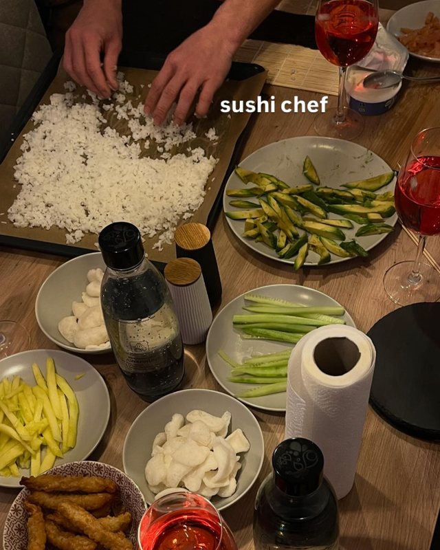 Sushi-Abend, ich am Reis