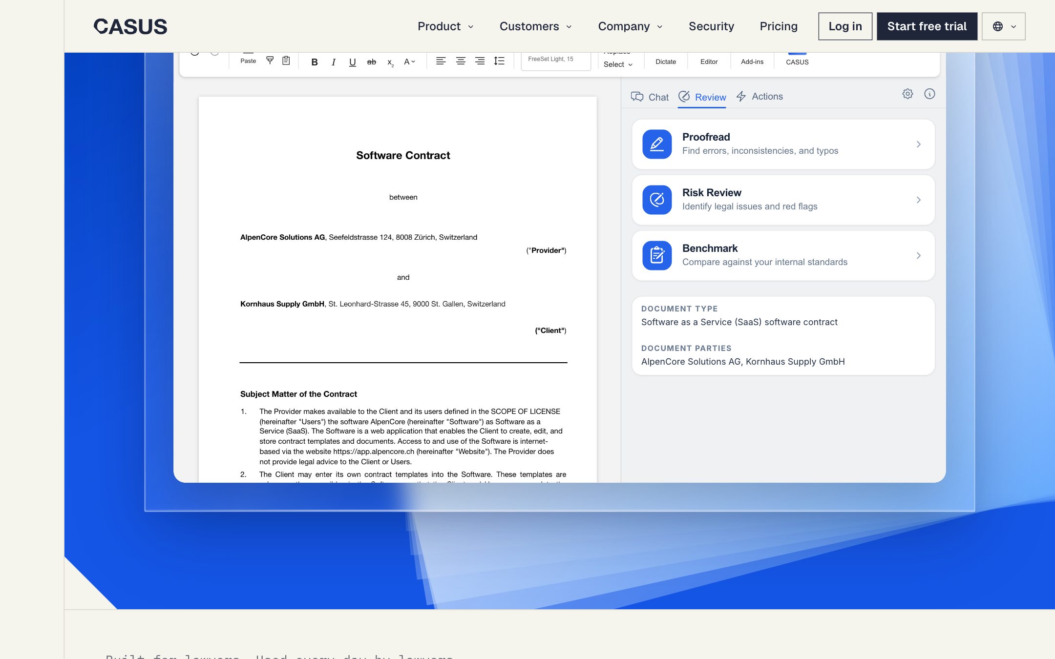 Klickbare Demo des Word Add-ins im Hero