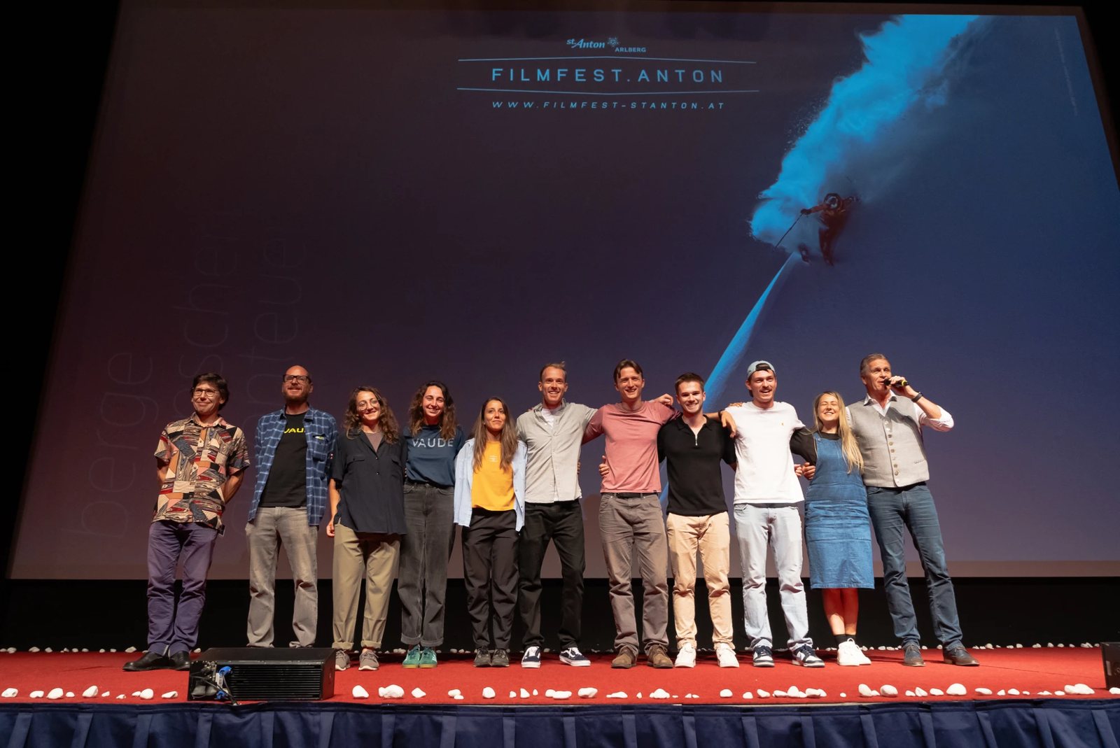 Team and filmmakers on stage at Filmfest St. Anton